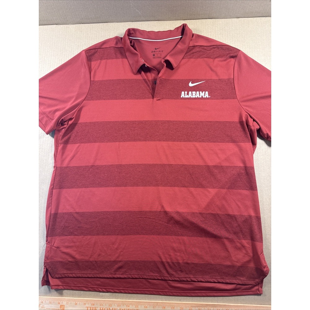 University of Alabama Nike Shirt Mens XXL Polo Red Striped NCAA Short Sleeve